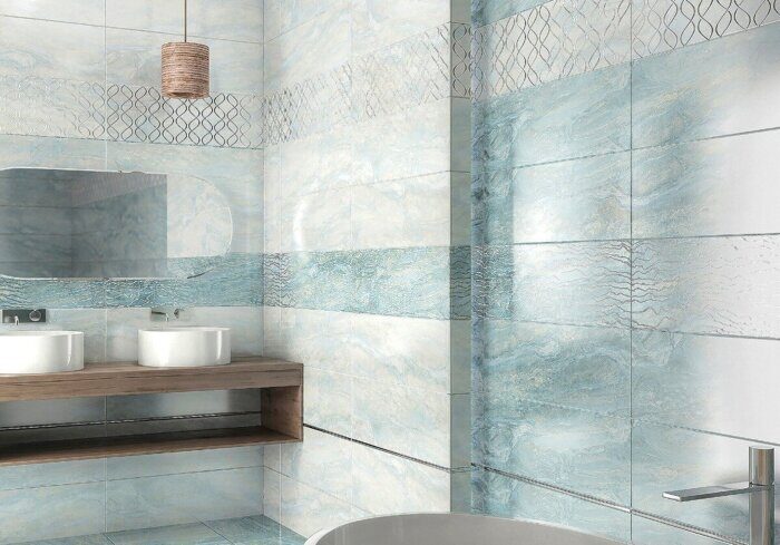 Groove Delacora декоративная плитка белая с рисунком глянцевая 24,6х74см