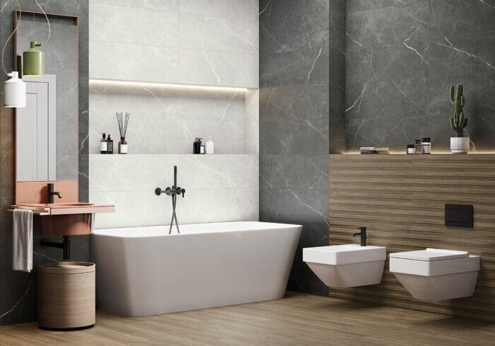 Rockstyle Graphite Delacora настенная плитка черная матовая 30х90см