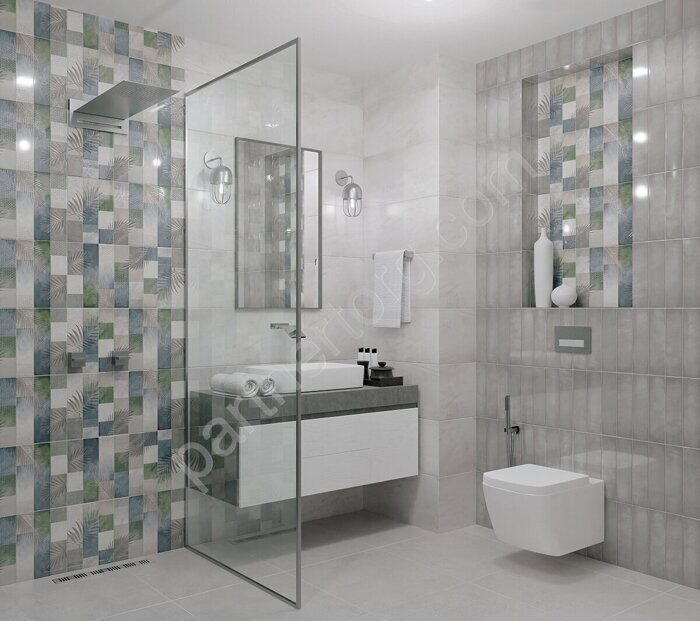 Bricks Leaf настенная плитка цветная глянцевая декофон 31х63см Azori