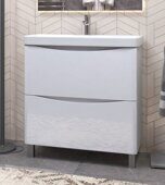 Glem 800-0-2 тумба напольная белая для ванной комнаты с умывальником 9595 (80)