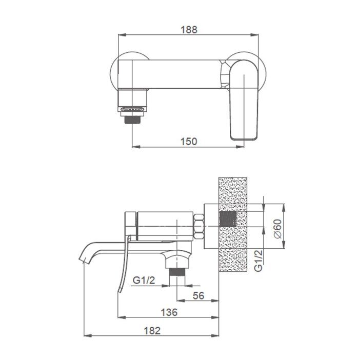 S31.30 Splenka Смеситель для ванны с душем, хром