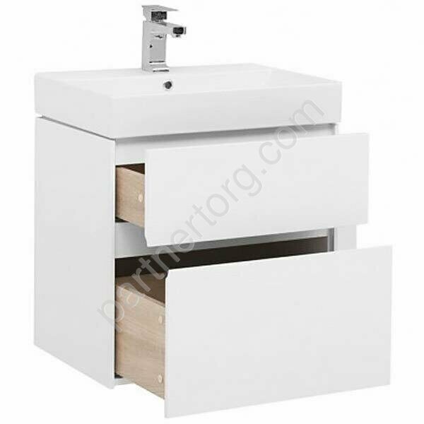 Бруклин 60 тумба белая для ванной комнаты с раковиной-столешницей 60 cm  (SLIM SYNERGY) Sanovit Aquanet
