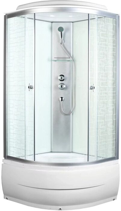 4002D sguare white душевая кабина Aquapulse 90х90х220см, матовое стекло, глубокий поддон