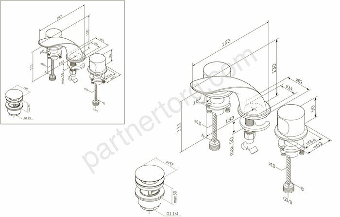 F3008000 Sensation, смеситель д/умывальника трехсекционный встраиваемый, хром, шт