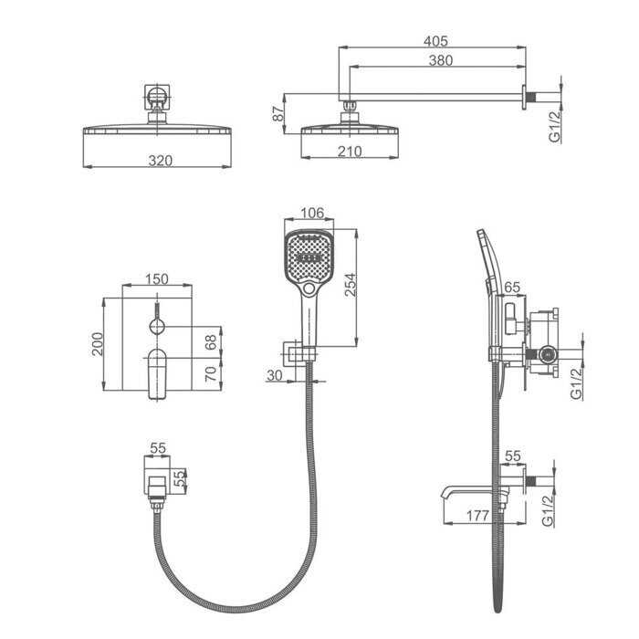 S31.27 Splenka Встраиваемая душевая система, хром