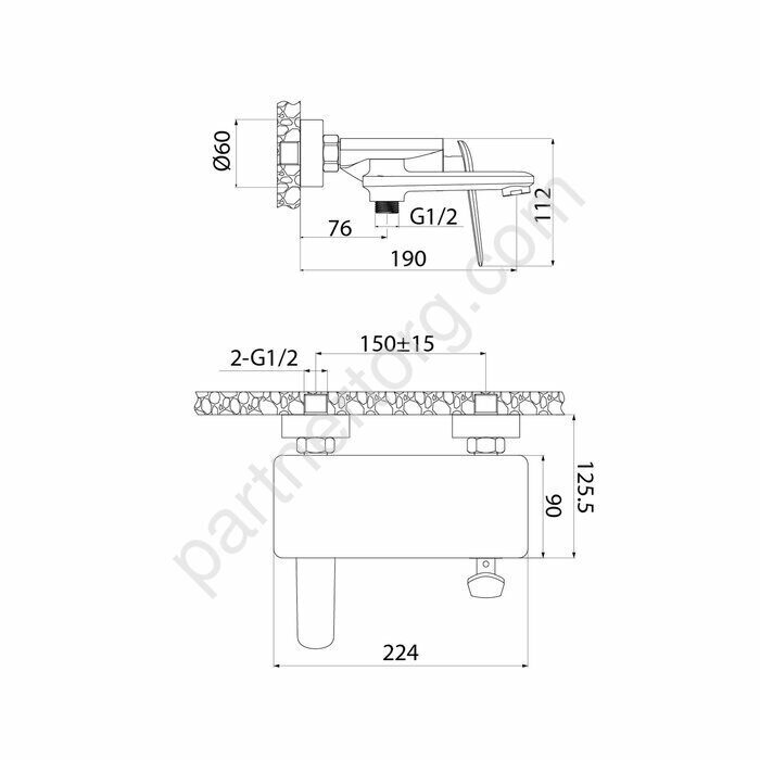Dash Iddis смеситель для ванны с коротким изливом, хром DASSB00i02WA