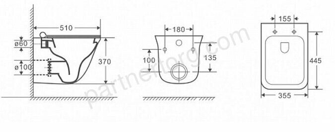 Azario Felice унитаз подвесной безободковый 51см с сидением микролифт AZ-0054