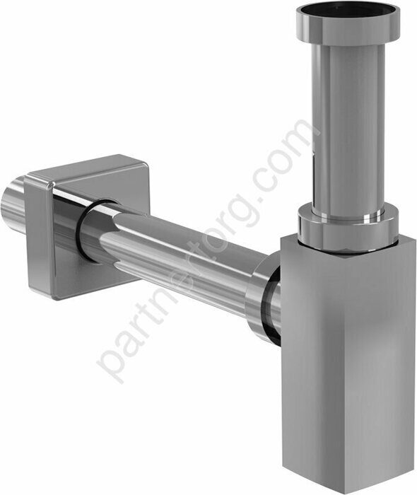 Design AlcaPlast  A401 сифон для умывальника 32 цельнометаллический квадратный хромированный