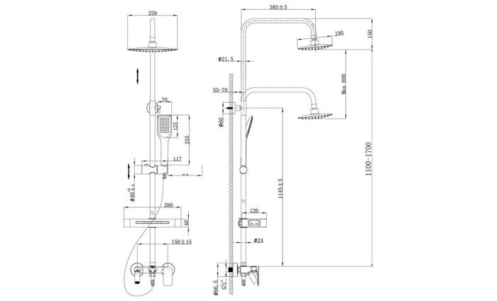 Tropic LM7002С, душевая система с тропическим душем, короткий излив, хром Lemark