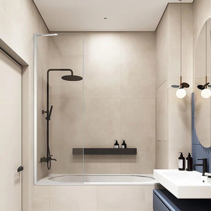 Veconi PL84-60-01-C7 шторка на ванну 60х150 см, профиль хром