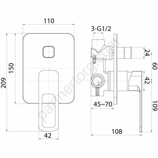 Slide Iddis скрытого монтажа с двумя выходами SLISB00i67