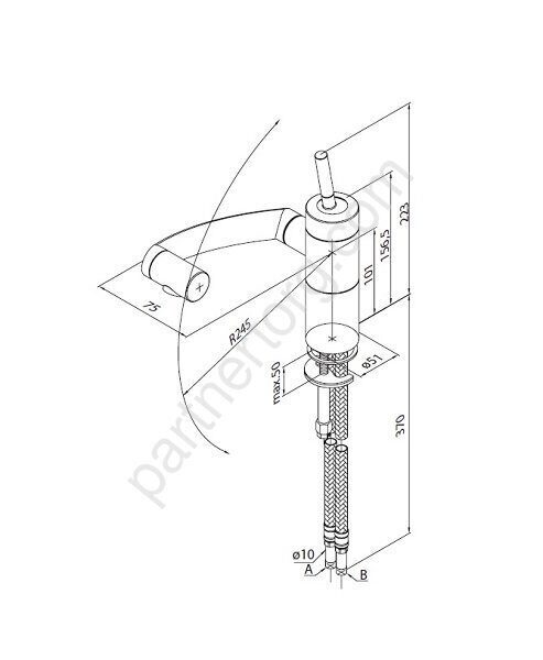 Arc Damixa смеситель для кухни или раковины с поворотным изливом 236 мм, чёрный/хром