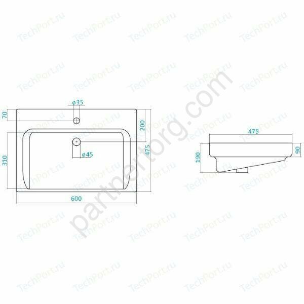 Америна 60 М см тумба напольная белая для ванной комнаты с раковиной Тигода 60 Aquaton
