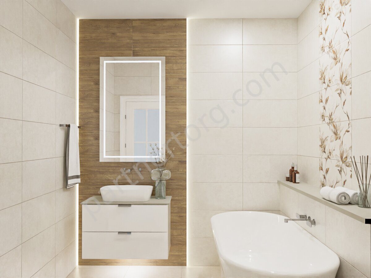 Palladio Ivory панно бежевое полуматовое цветы 63х63см Azori