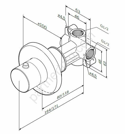 Переключатель на три положения, монтируемый в стену, хром F0800100