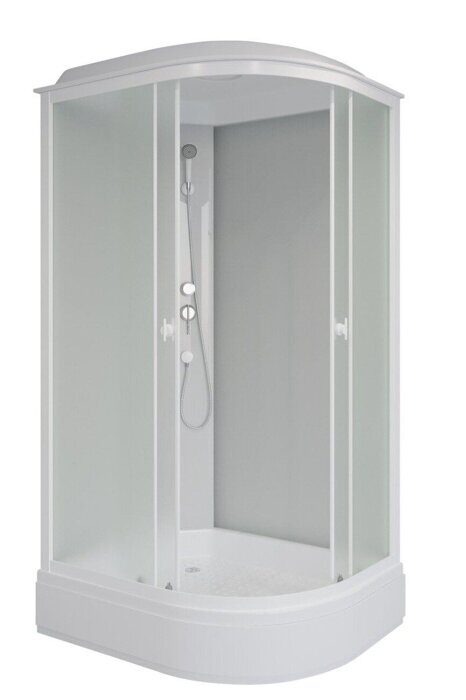 Niagara Promo P120/80/26L/MT, душевая кабина асимметричная 120х80х215 см, матовое стекло, средний поддон, белый профиль