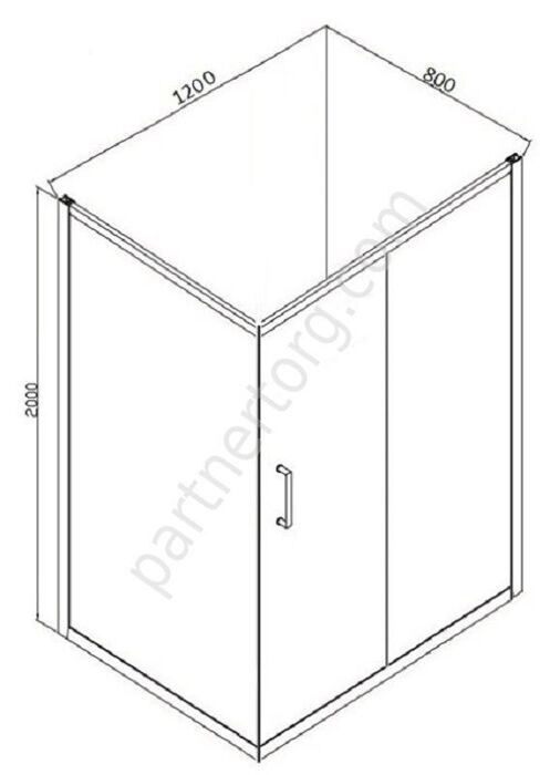 Line Bravat Г-образное душевое ограждение 1200x800x2000, одна раздвижная дверь Easy clean