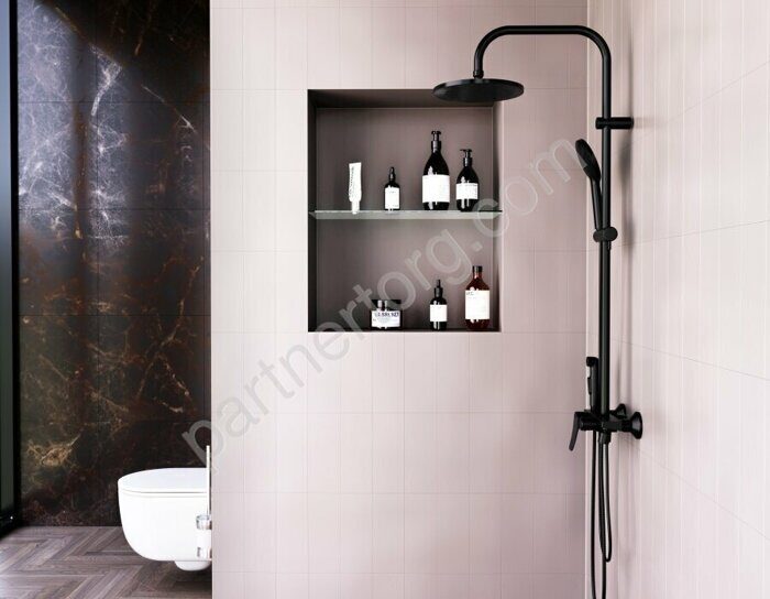 DX220910300 Apollo, душевая система со смесителем-полкой: верхний душ 230мм, ручной душ 120мм, 1 реж