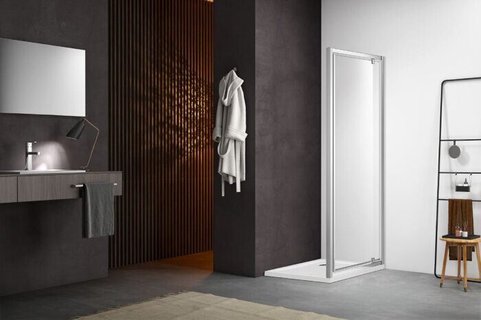 Душевая дверь распашная Aquatek AQ ARI PI 10020CH 100x200 см профиль хром, стекло прозрачное 6 мм