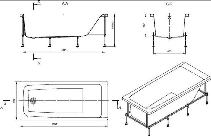 Elba Roca ванна акриловая прямоугольная 170х75см