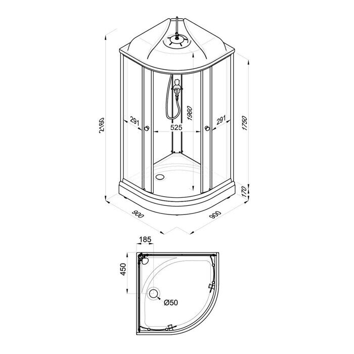 Niagara Light L90/17 душевая кабина угловая 90х90х216 см, прозрачное стекло, низкий поддон