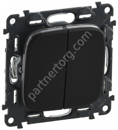 Legrand Valena Allure переключатель 2-х клавишный 10АX 250В, безвинтовые зажимы, цвет антрацит