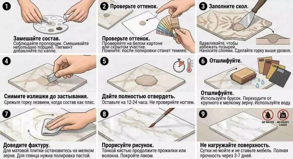 изображение Пошаговая инструкция реставрация скола плитки