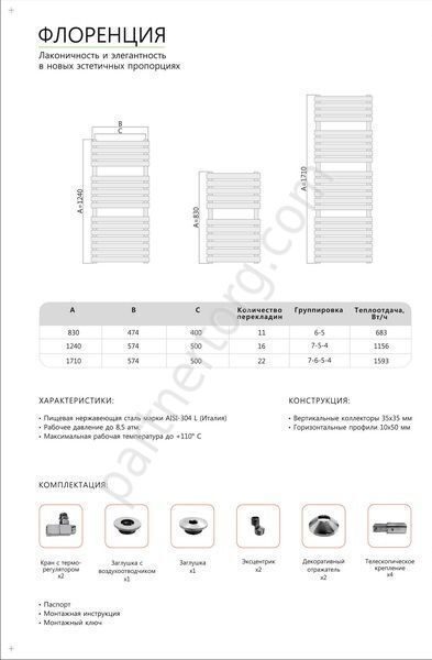 Флоренция водяной полотенцесушитель Terminus