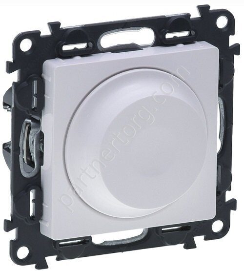 Legrand Valena Life светорегулятор с поворотной ручкой универсальный 300Вт, без нейтрали, с лицевой панелью, цвет белый