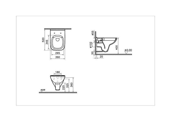 S20 Vitra подвесной  безободковый унитаз