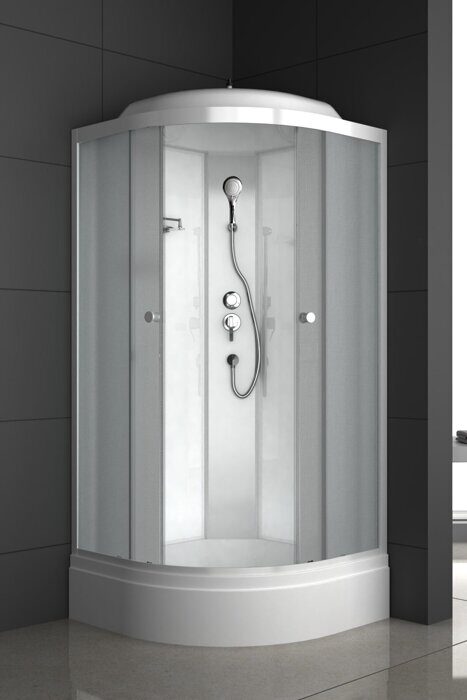 ODA-8900 душевая кабина угловая полукруглая 90х90, матовое стекло, средний поддон