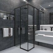 Veconi RV47B-80-01-C4 душевой угол, 80х80x195 см, дверь раздвижная, профиль черный