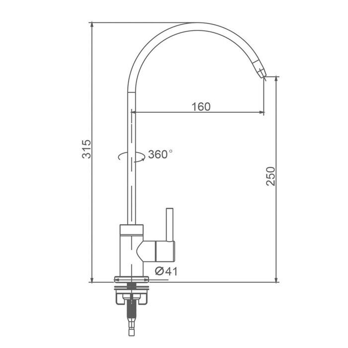 S249.60.05 Splenka Смеситель для кухни моно с подключением фильтра питьевой воды, сатин