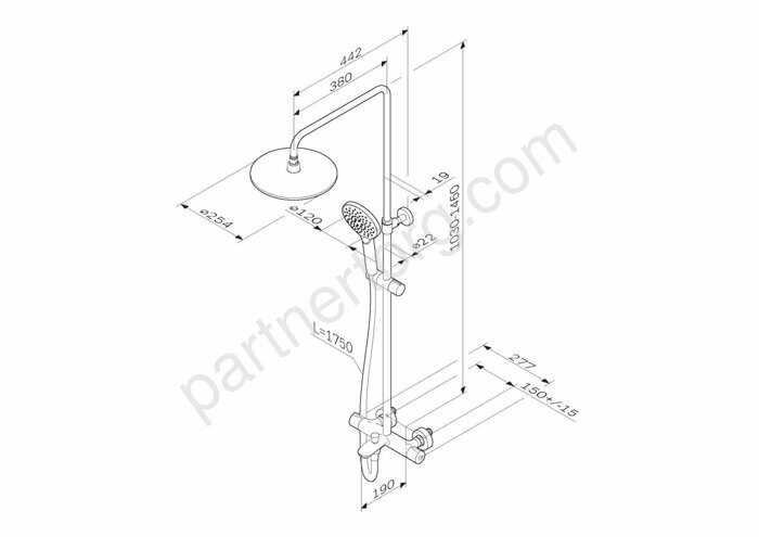 Like душевая система ShowerSpot с термостатом AM.PM F0780564 Распродажа