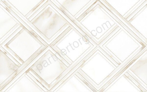 Calacatta Gold Ромбы белая глянцевая керамическая плитка 25х40см Global Tile