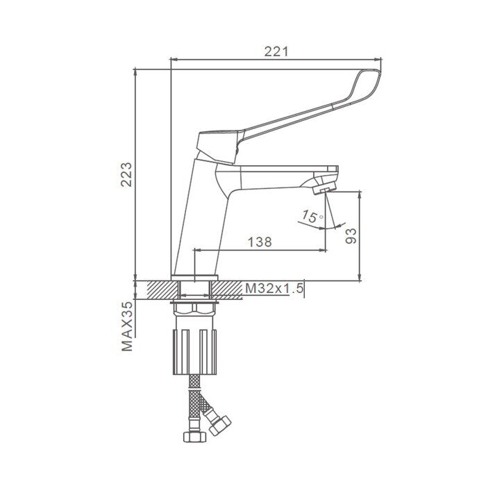 S08.10 Splenka Смеситель для умывальника, хром