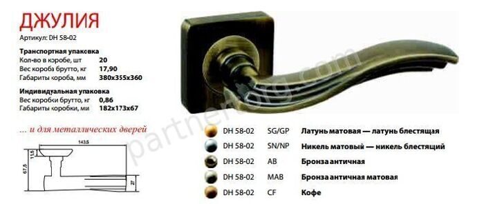 Джулия дверная ручка RENZ