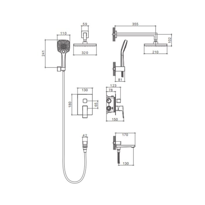 S01.27.06 Splenka Встраиваемая душевая система, черный