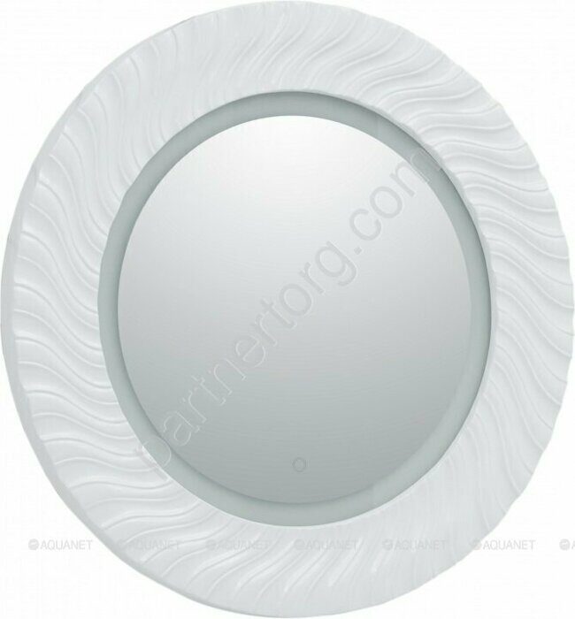 Милан 80 зеркало белый глянец для ванной комнаты с LED-подсветкой Aquanet