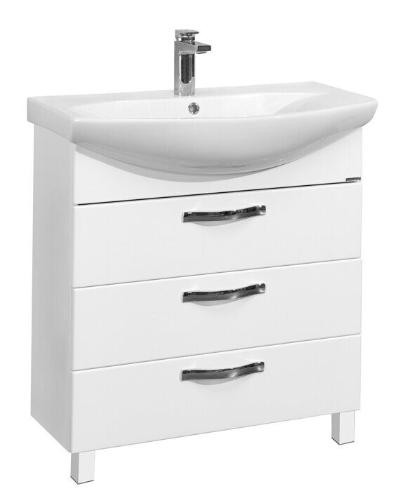 Ария 80 Н см тумба напольная белая для ванной комнаты с раковиной Смайл 80 Aquaton