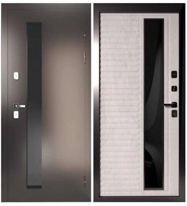 Термо Прима-3 Бетон Лофт дверь стальная для улицы Серый графит муар, Бетон лофт натуральный