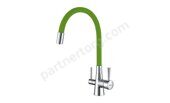 Comfort LM3075C-Green, смеситель для кухни с подключением к фильтру питьевой воды, хром-зеленый Lemark