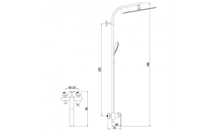 Melange LM4960CW душевая система с тропическим душем, без излива, хром-белый Lemark