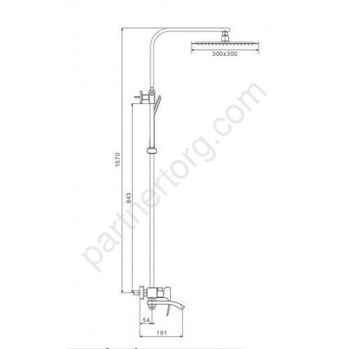 Gappo G2407-9  стойка с тропическим душем и смесителем Оружейная сталь