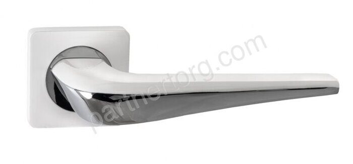 Ручка дверная Фиоре, супер белый/хром блестящий DH 425-02 SW/CP