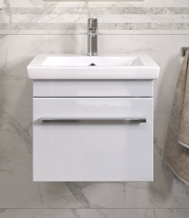 Land 500-0-1 тумба подвесная белая для ванной комнаты с умывальником Como 50