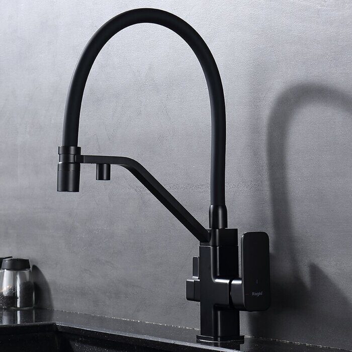 Raglo R85.62.06 смеситель для кухни с подключением к фильтру питьевой воды, черный