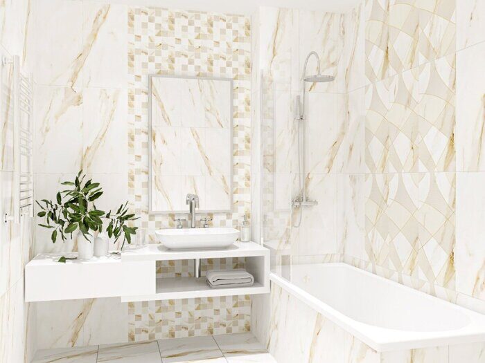 Calacatta Royal Mosaic мозаика бежевая матовая 30х30см Azori