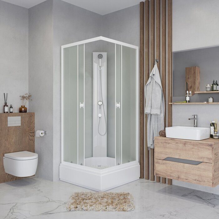 Niagara Promo P80/26Q/MT/BK, душевая кабина угловая квадратная 80х80х200 см, матовое стекло, средний поддон