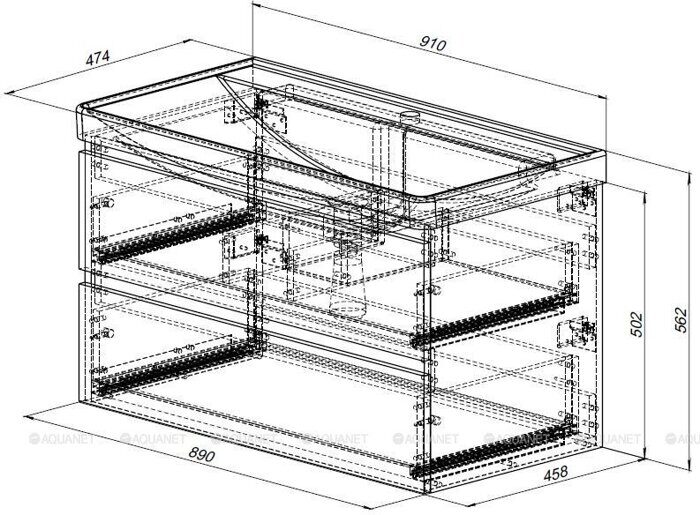 Вега 2.0 90 тумба маренго для ванной комнаты 2 ящика Aquanet